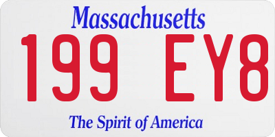 MA license plate 199EY8