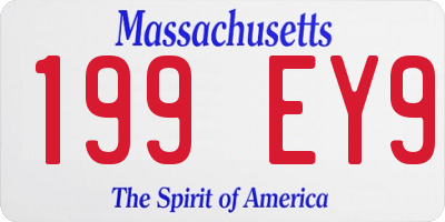 MA license plate 199EY9
