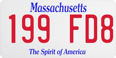 MA license plate 199FD8