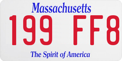 MA license plate 199FF8