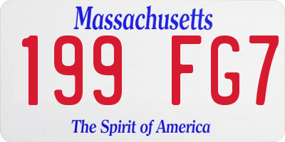 MA license plate 199FG7