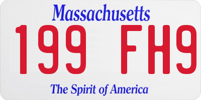 MA license plate 199FH9