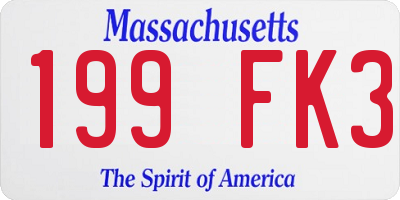 MA license plate 199FK3