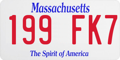 MA license plate 199FK7