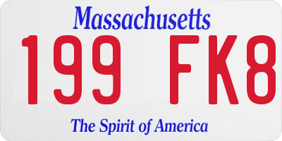 MA license plate 199FK8