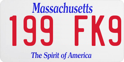 MA license plate 199FK9