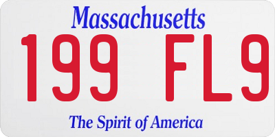 MA license plate 199FL9