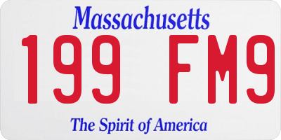 MA license plate 199FM9