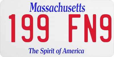MA license plate 199FN9
