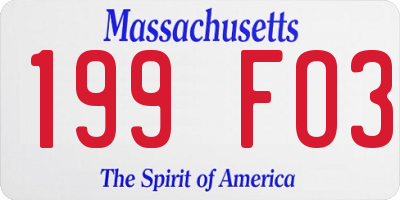 MA license plate 199FO3