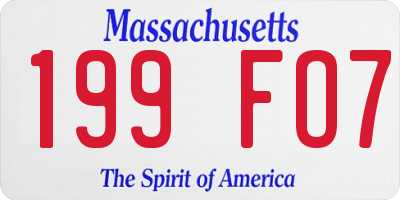 MA license plate 199FO7