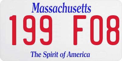 MA license plate 199FO8