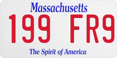 MA license plate 199FR9