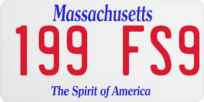 MA license plate 199FS9