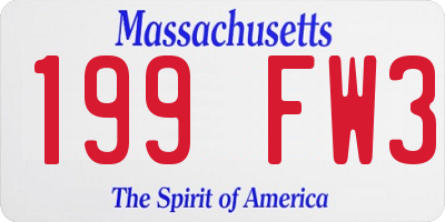 MA license plate 199FW3