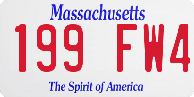 MA license plate 199FW4