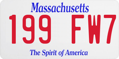 MA license plate 199FW7