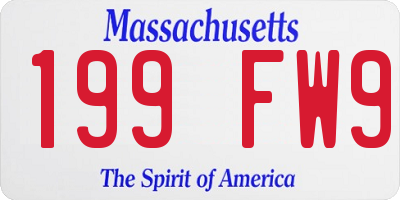 MA license plate 199FW9