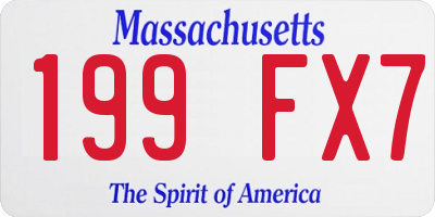 MA license plate 199FX7