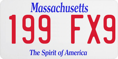 MA license plate 199FX9