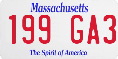 MA license plate 199GA3
