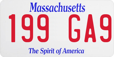 MA license plate 199GA9