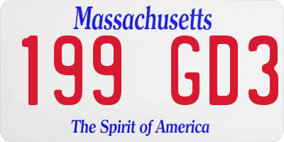 MA license plate 199GD3