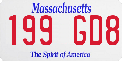 MA license plate 199GD8