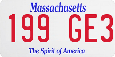 MA license plate 199GE3