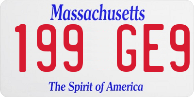MA license plate 199GE9