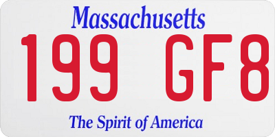 MA license plate 199GF8