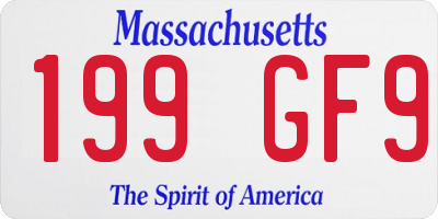 MA license plate 199GF9