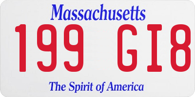MA license plate 199GI8