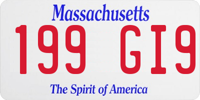 MA license plate 199GI9