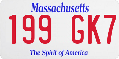 MA license plate 199GK7