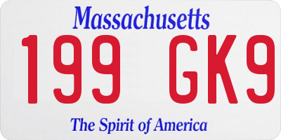 MA license plate 199GK9
