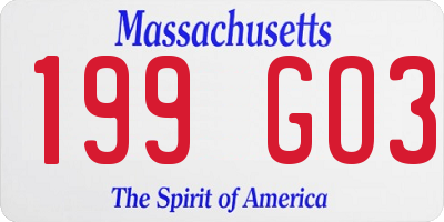 MA license plate 199GO3