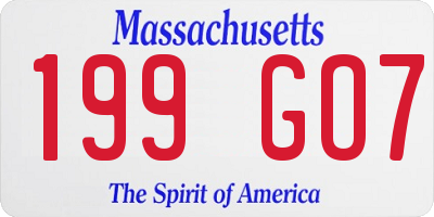 MA license plate 199GO7