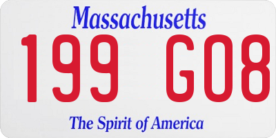 MA license plate 199GO8