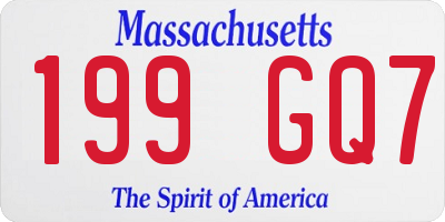 MA license plate 199GQ7