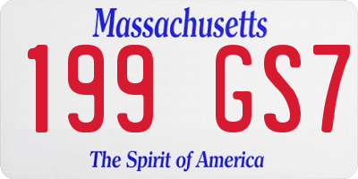MA license plate 199GS7