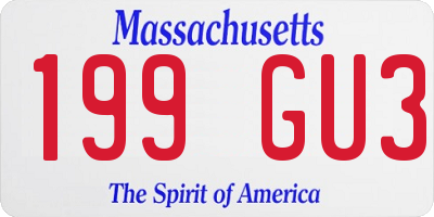 MA license plate 199GU3