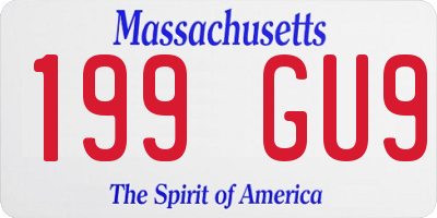 MA license plate 199GU9
