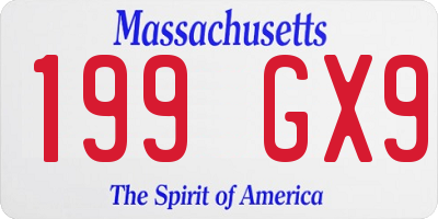 MA license plate 199GX9