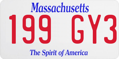 MA license plate 199GY3