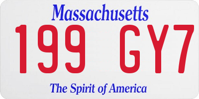 MA license plate 199GY7