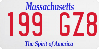 MA license plate 199GZ8