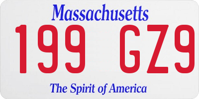 MA license plate 199GZ9