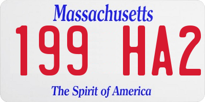 MA license plate 199HA2