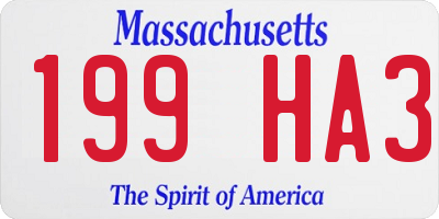 MA license plate 199HA3